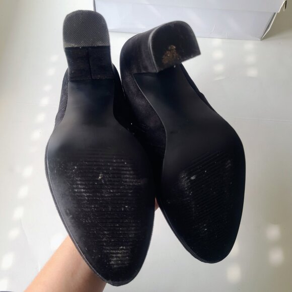 Steve Madden 'Edit' Black Suede Slouchy Heeled Ankle Booties Women's Size 7 - Picture 8 of 12